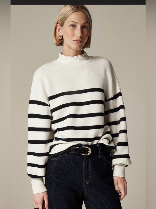 J. Crew Sweaters - J.CREW Heritage terry mockneck sweatshirt in stripe 2X